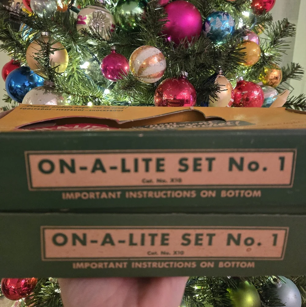 Set of 2 vintage On-a-Lite Christmas light boxes (boxes only, no lights)